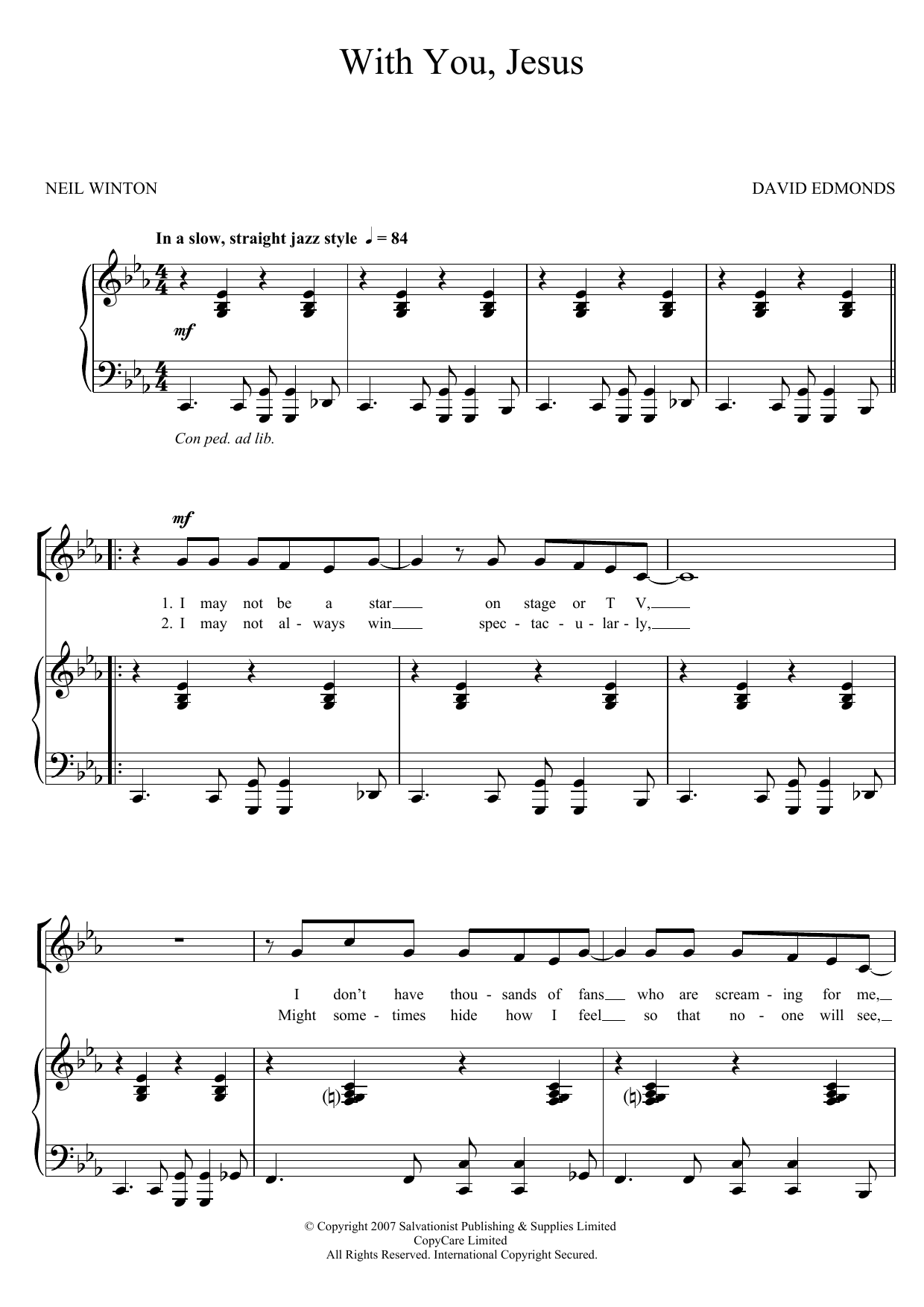 Download The Salvation Army With You, Jesus Sheet Music and learn how to play Unison Voice PDF digital score in minutes