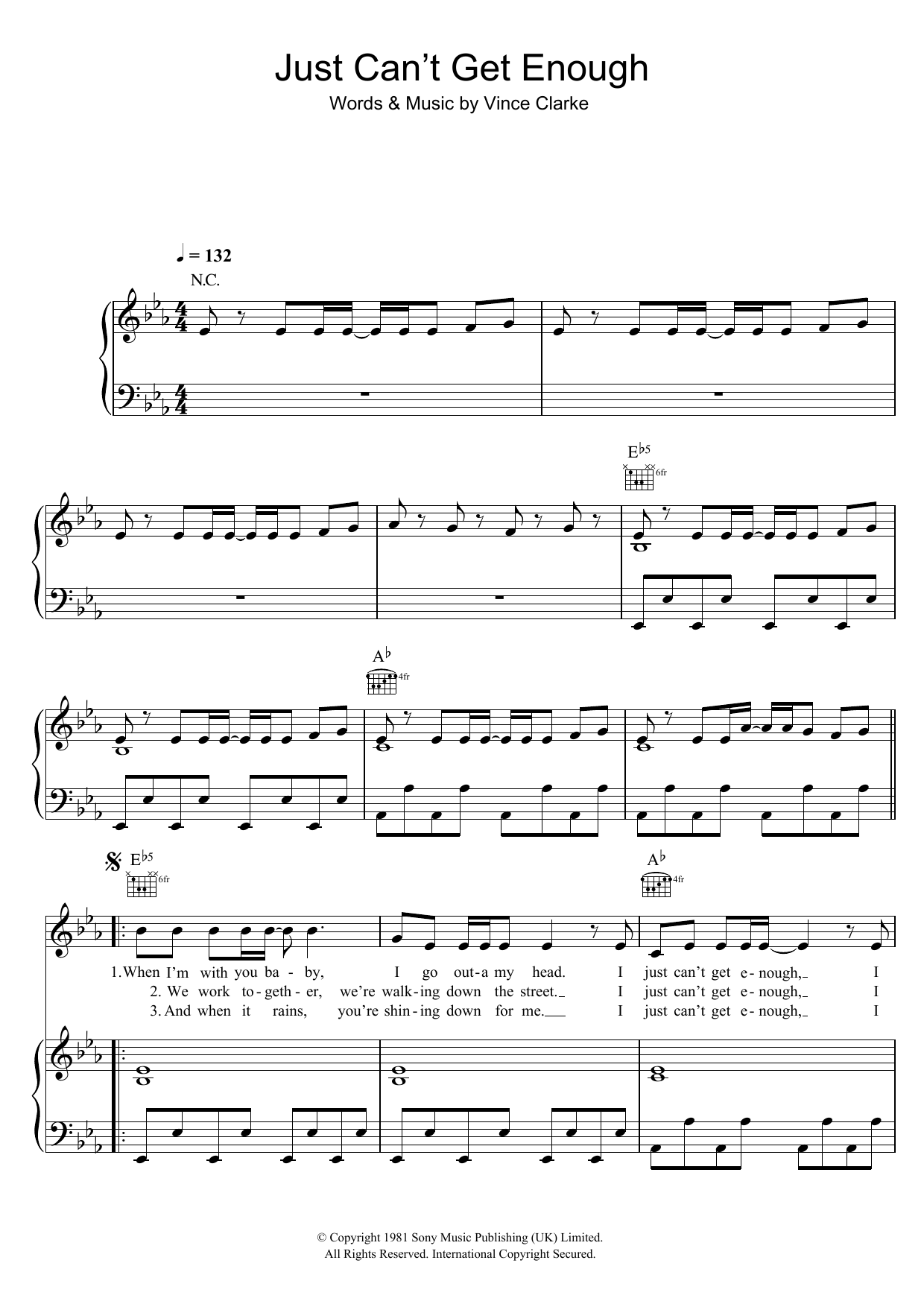 Download The Saturdays Just Can't Get Enough Sheet Music and learn how to play Keyboard PDF digital score in minutes
