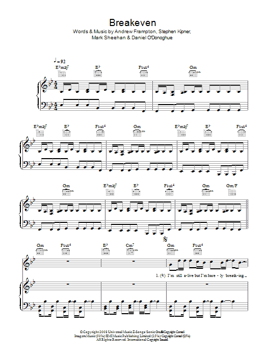 Download The Script Breakeven Sheet Music and learn how to play Easy Guitar Tab PDF digital score in minutes