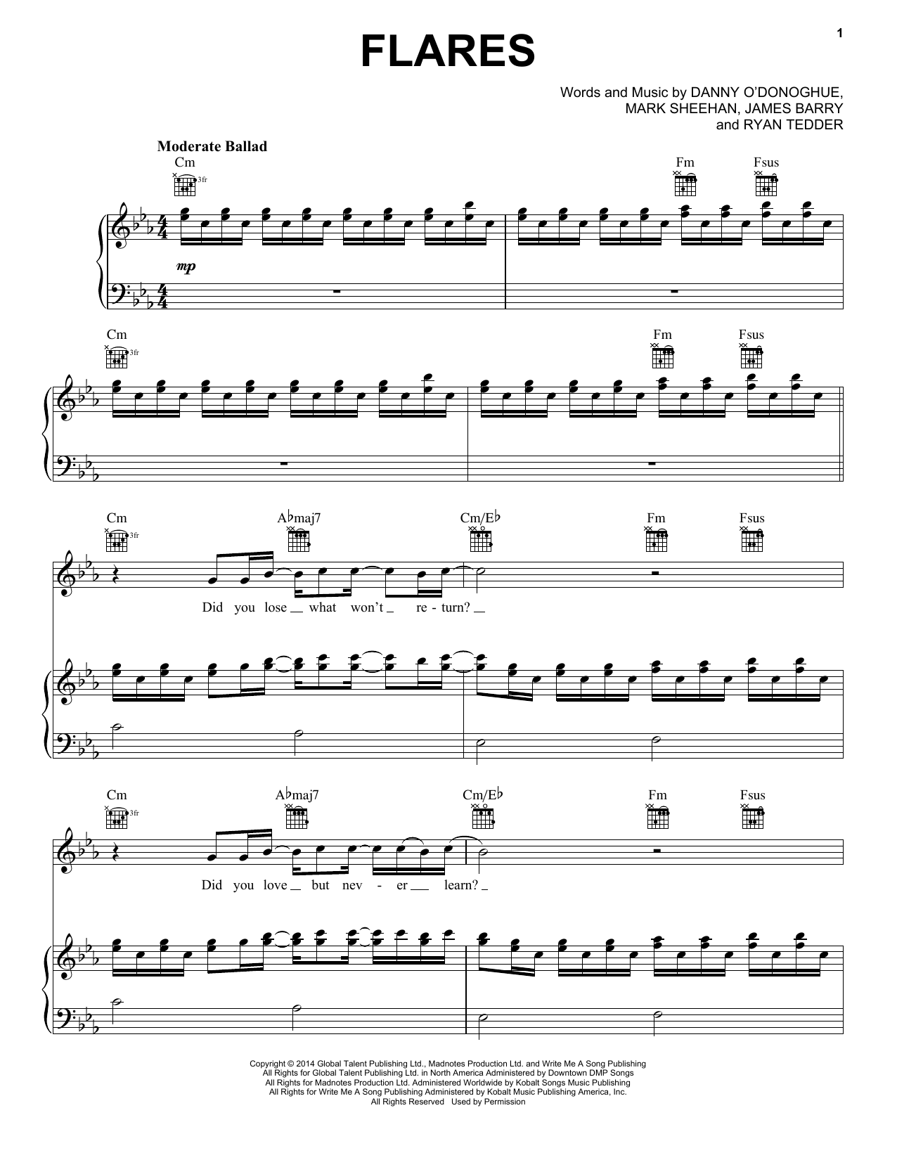 Download The Script Flares Sheet Music and learn how to play Piano, Vocal & Guitar (Right-Hand Melody) PDF digital score in minutes