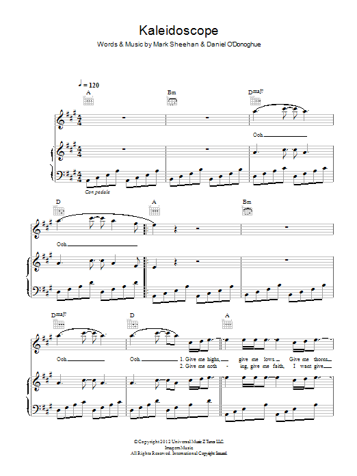 Download The Script Kaleidoscope Sheet Music and learn how to play Piano, Vocal & Guitar (Right-Hand Melody) PDF digital score in minutes