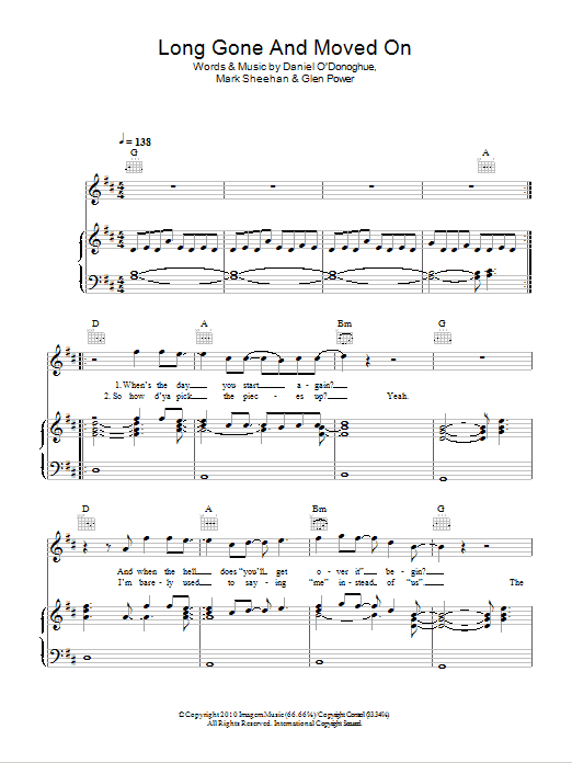 Download The Script Long Gone And Moved On Sheet Music and learn how to play Piano, Vocal & Guitar (Right-Hand Melody) PDF digital score in minutes