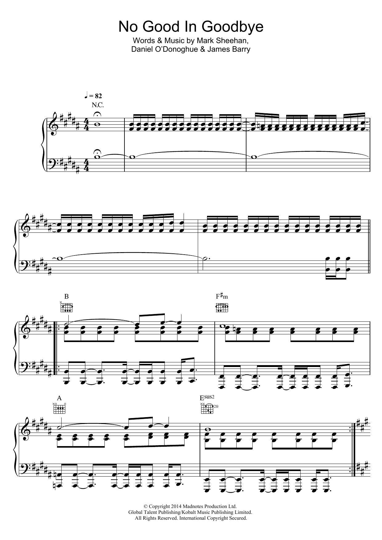 Download The Script No Good In Goodbye Sheet Music and learn how to play 5-Finger Piano PDF digital score in minutes