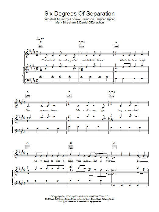 Download The Script Six Degrees Of Separation Sheet Music and learn how to play Piano, Vocal & Guitar (Right-Hand Melody) PDF digital score in minutes