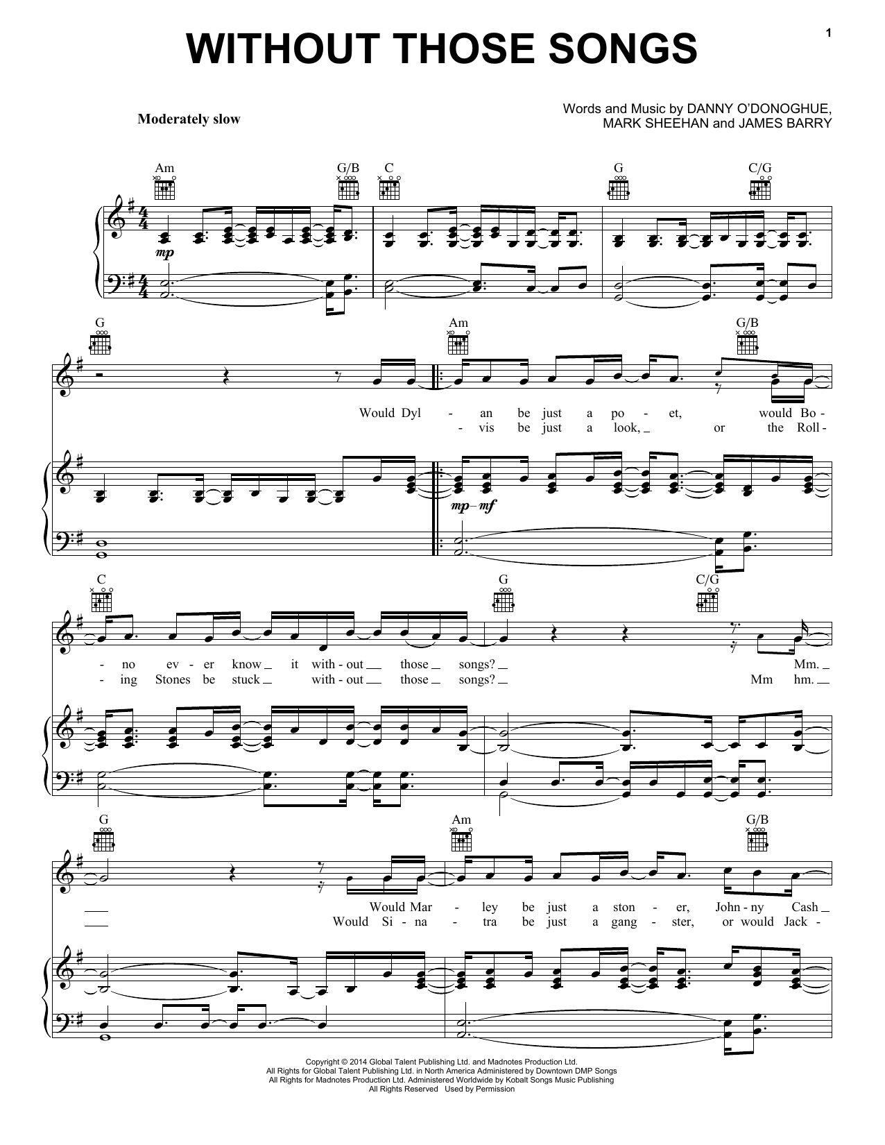 Download The Script Without Those Songs Sheet Music and learn how to play Piano, Vocal & Guitar (Right-Hand Melody) PDF digital score in minutes