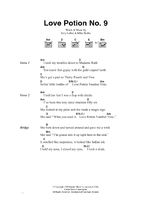 Download The Searchers Love Potion No 9 Sheet Music and learn how to play Lyrics & Chords PDF digital score in minutes