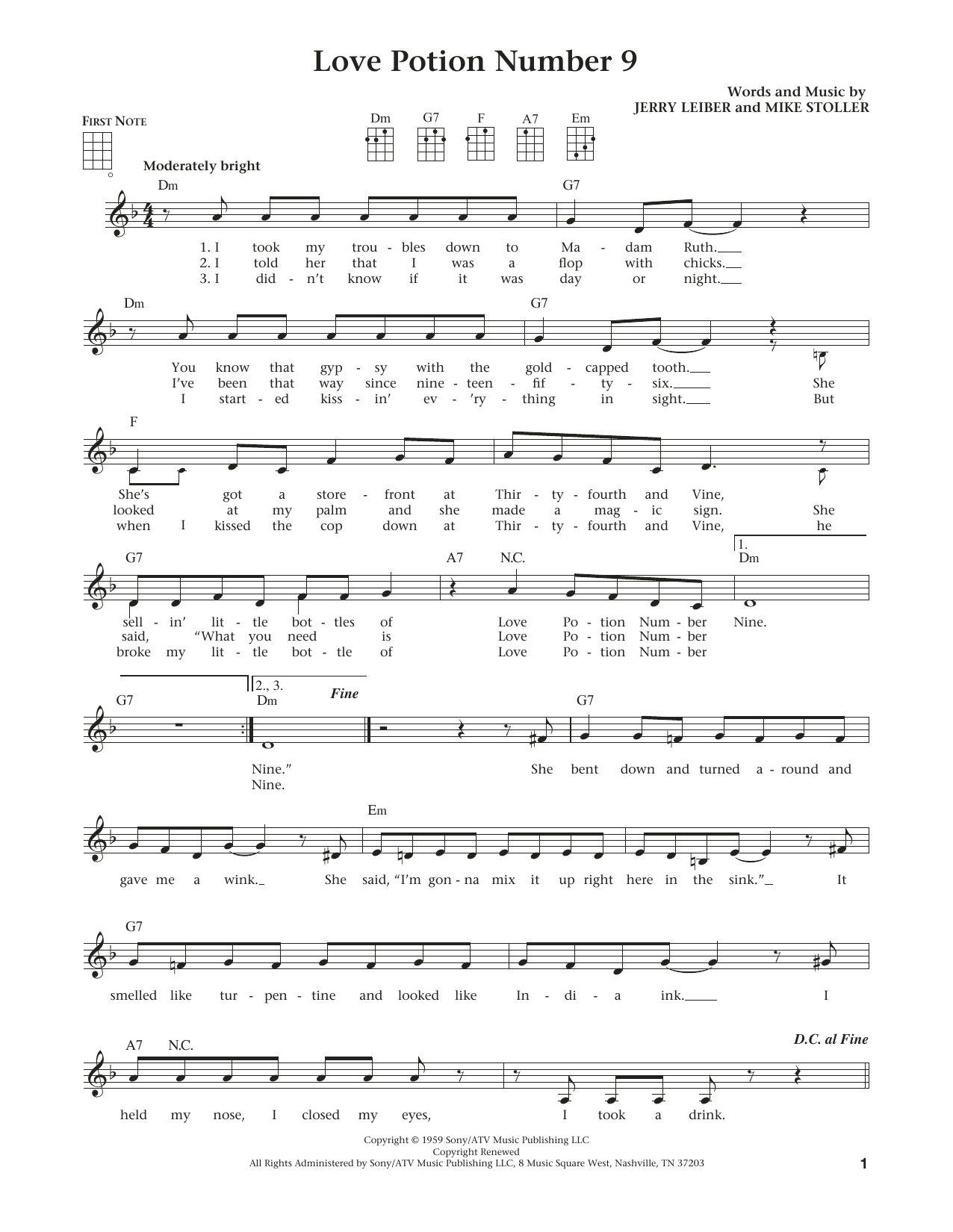 Download The Searchers Love Potion Number 9 Sheet Music and learn how to play Ukulele PDF digital score in minutes