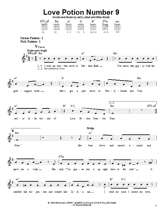 Download The Searchers Love Potion Number 9 Sheet Music and learn how to play Easy Guitar PDF digital score in minutes