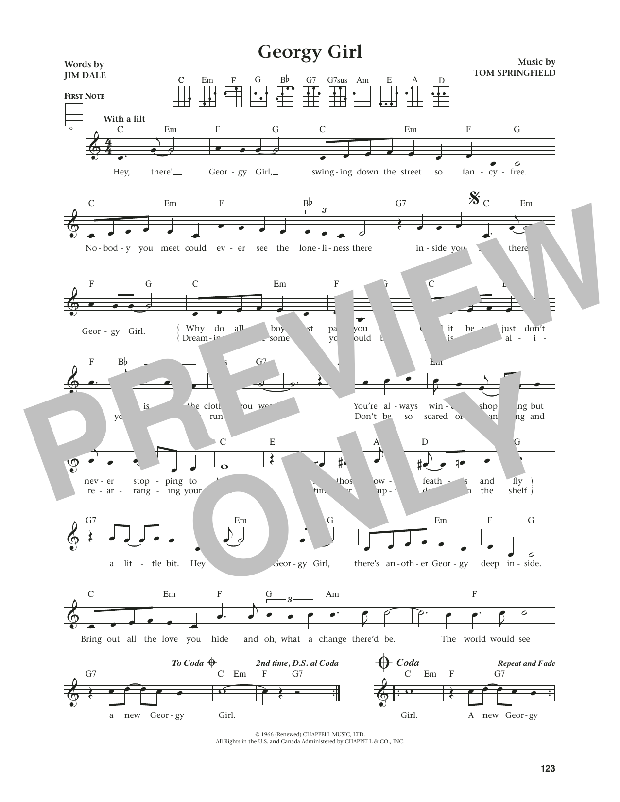 Download The Seekers Georgy Girl (from The Daily Ukulele) (arr. Jim Beloff) Sheet Music and learn how to play Ukulele PDF digital score in minutes