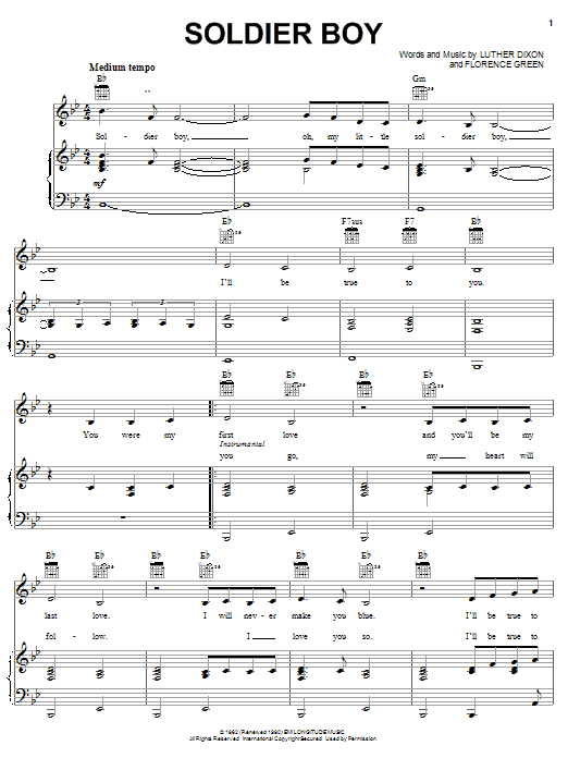 Download The Shirelles Soldier Boy Sheet Music and learn how to play Piano, Vocal & Guitar (Right-Hand Melody) PDF digital score in minutes