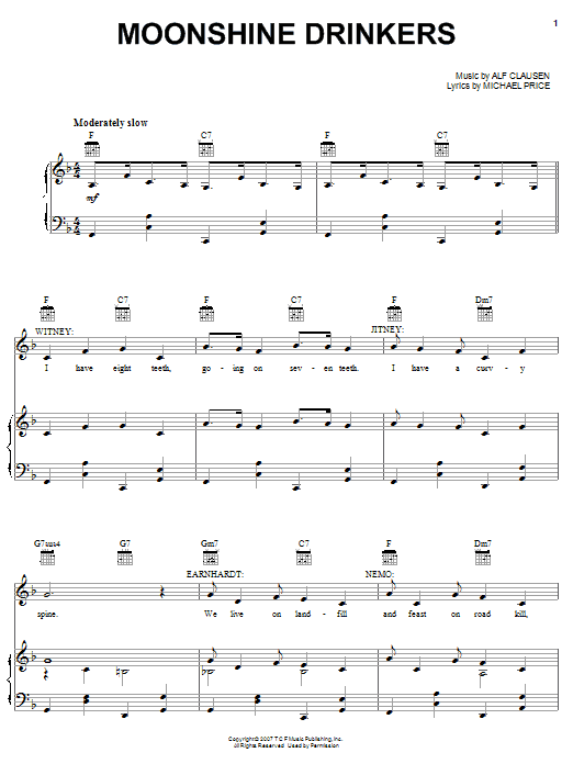 Download The Simpsons Moonshine Drinkers Sheet Music and learn how to play Piano, Vocal & Guitar (Right-Hand Melody) PDF digital score in minutes