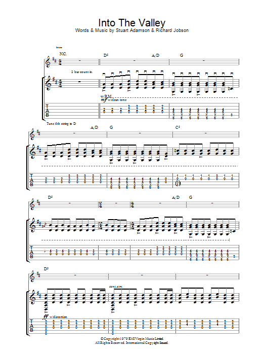 Download The Skids Into The Valley Sheet Music and learn how to play Guitar Tab PDF digital score in minutes