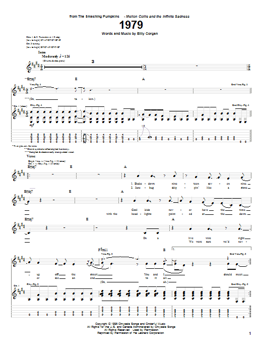 Download The Smashing Pumpkins 1979 Sheet Music and learn how to play Guitar Tab PDF digital score in minutes