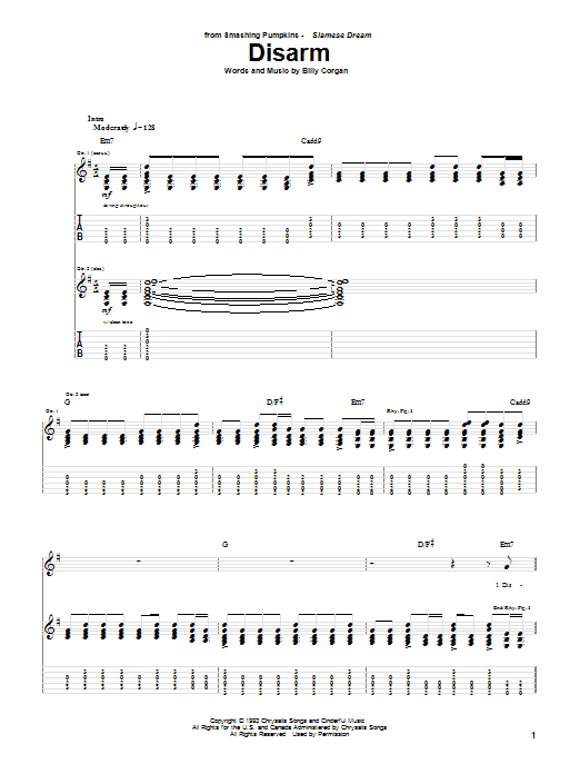 Download The Smashing Pumpkins Disarm Sheet Music and learn how to play Guitar Tab PDF digital score in minutes