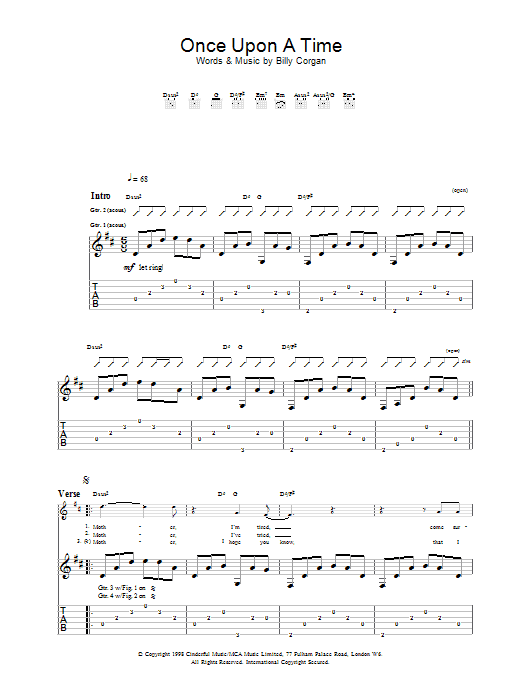 Download The Smashing Pumpkins Once Upon A Time Sheet Music and learn how to play Guitar Tab PDF digital score in minutes