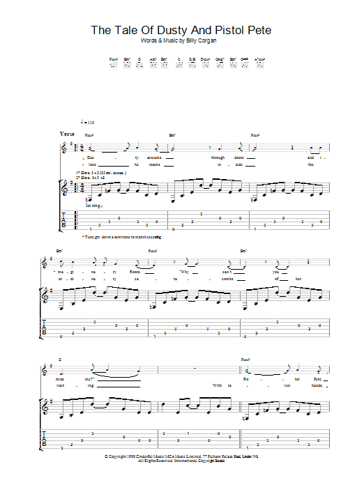 Download The Smashing Pumpkins The Tale Of Dusty And Pistol Pete Sheet Music and learn how to play Guitar Tab PDF digital score in minutes