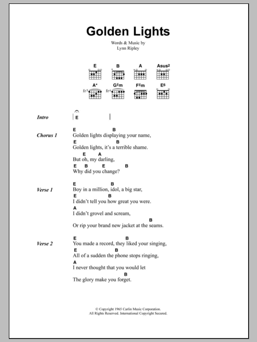 Download The Smiths Golden Lights Sheet Music and learn how to play Lyrics & Chords PDF digital score in minutes
