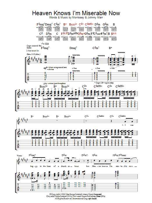 Download The Smiths Heaven Knows I'm Miserable Now Sheet Music and learn how to play Ukulele with strumming patterns PDF digital score in minutes