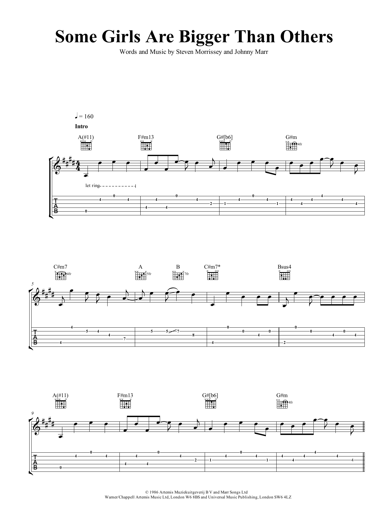 Download The Smiths Some Girls Are Bigger Than Others Sheet Music and learn how to play Lyrics & Chords PDF digital score in minutes