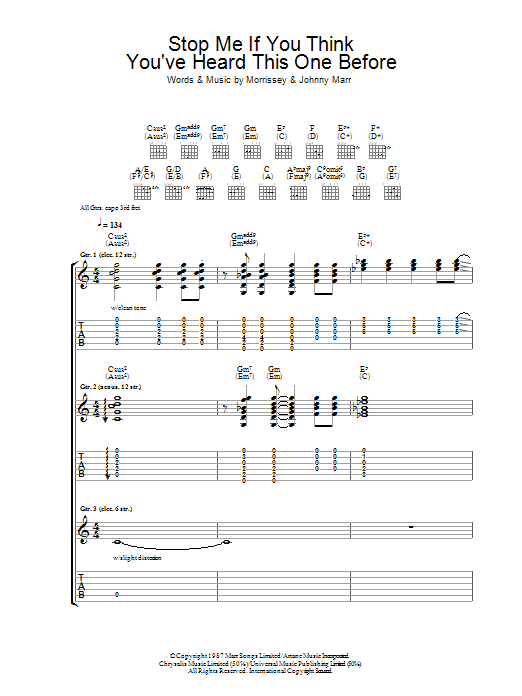 Download The Smiths Stop Me If You Think You've Heard This One Before Sheet Music and learn how to play Guitar Tab PDF digital score in minutes