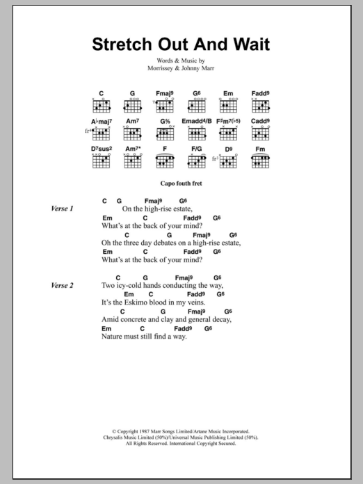 Download The Smiths Stretch Out And Wait Sheet Music and learn how to play Lyrics & Chords PDF digital score in minutes
