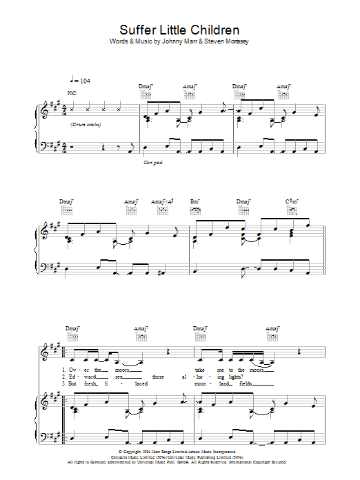 Download The Smiths Suffer Little Children Sheet Music and learn how to play Piano, Vocal & Guitar PDF digital score in minutes