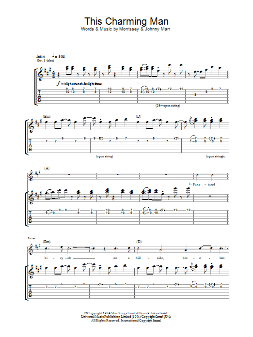 Download The Smiths This Charming Man Sheet Music and learn how to play Guitar Tab PDF digital score in minutes