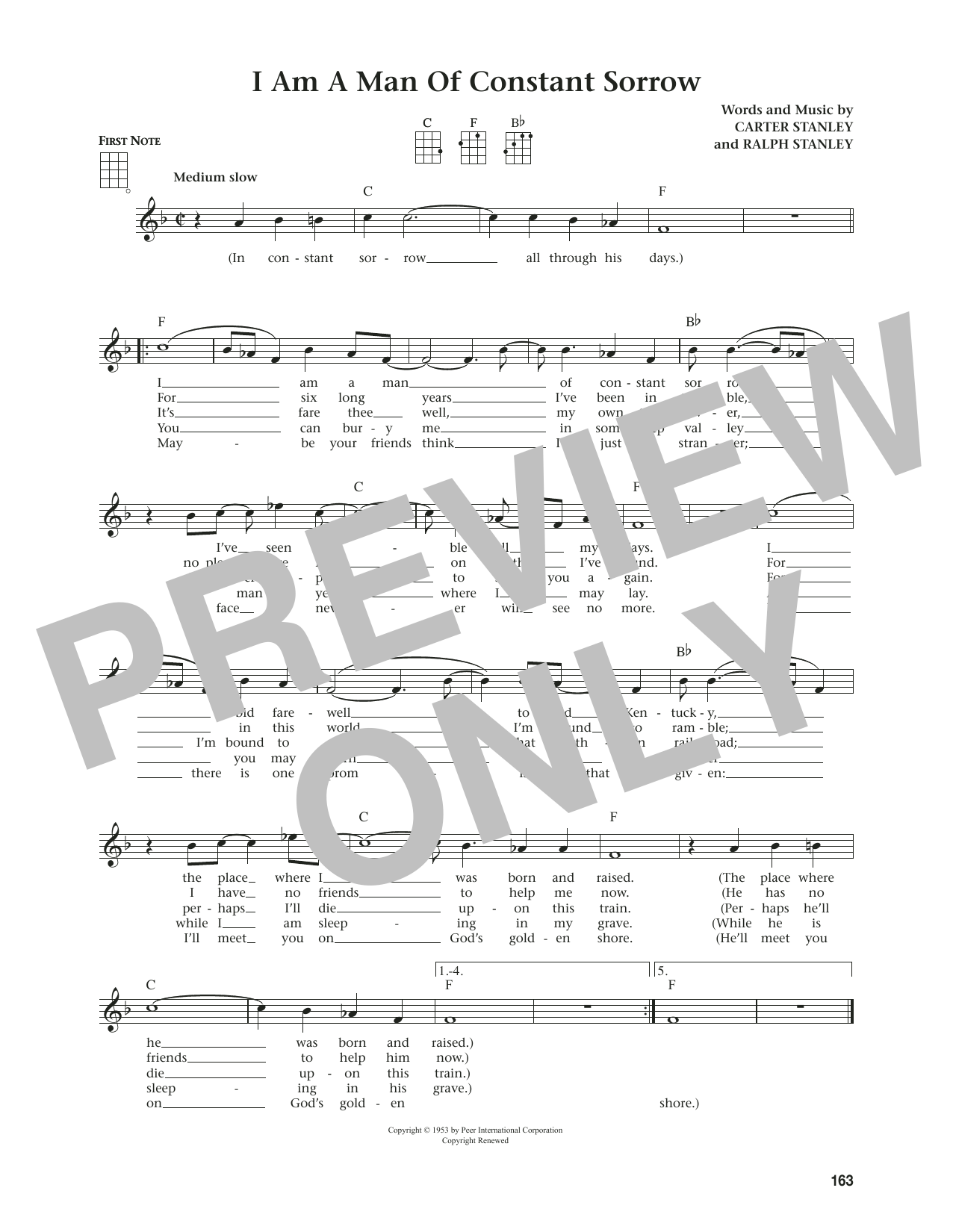 Download The Soggy Bottom Boys I Am A Man Of Constant Sorrow (from The Daily Ukulele) (arr. Jim Beloff) Sheet Music and learn how to play Ukulele PDF digital score in minutes