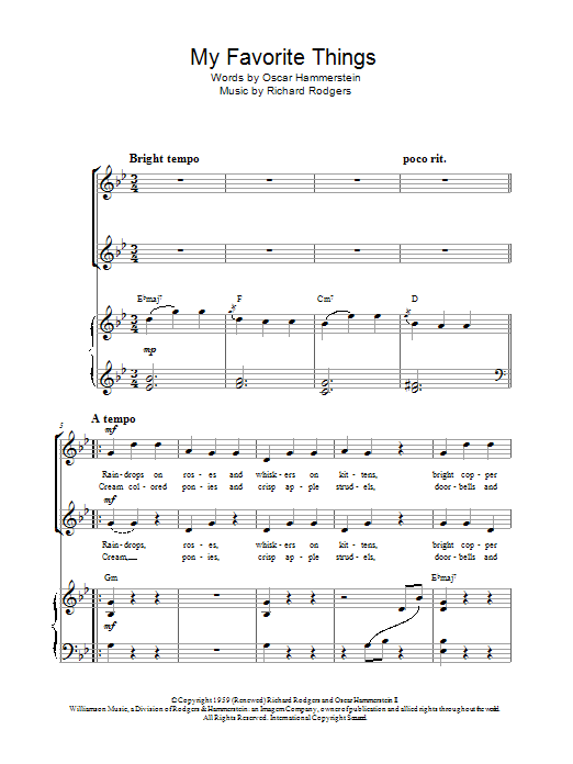 Download Julie Andrews My Favorite Things (from The Sound Of Music) Sheet Music and learn how to play 2-Part Choir PDF digital score in minutes