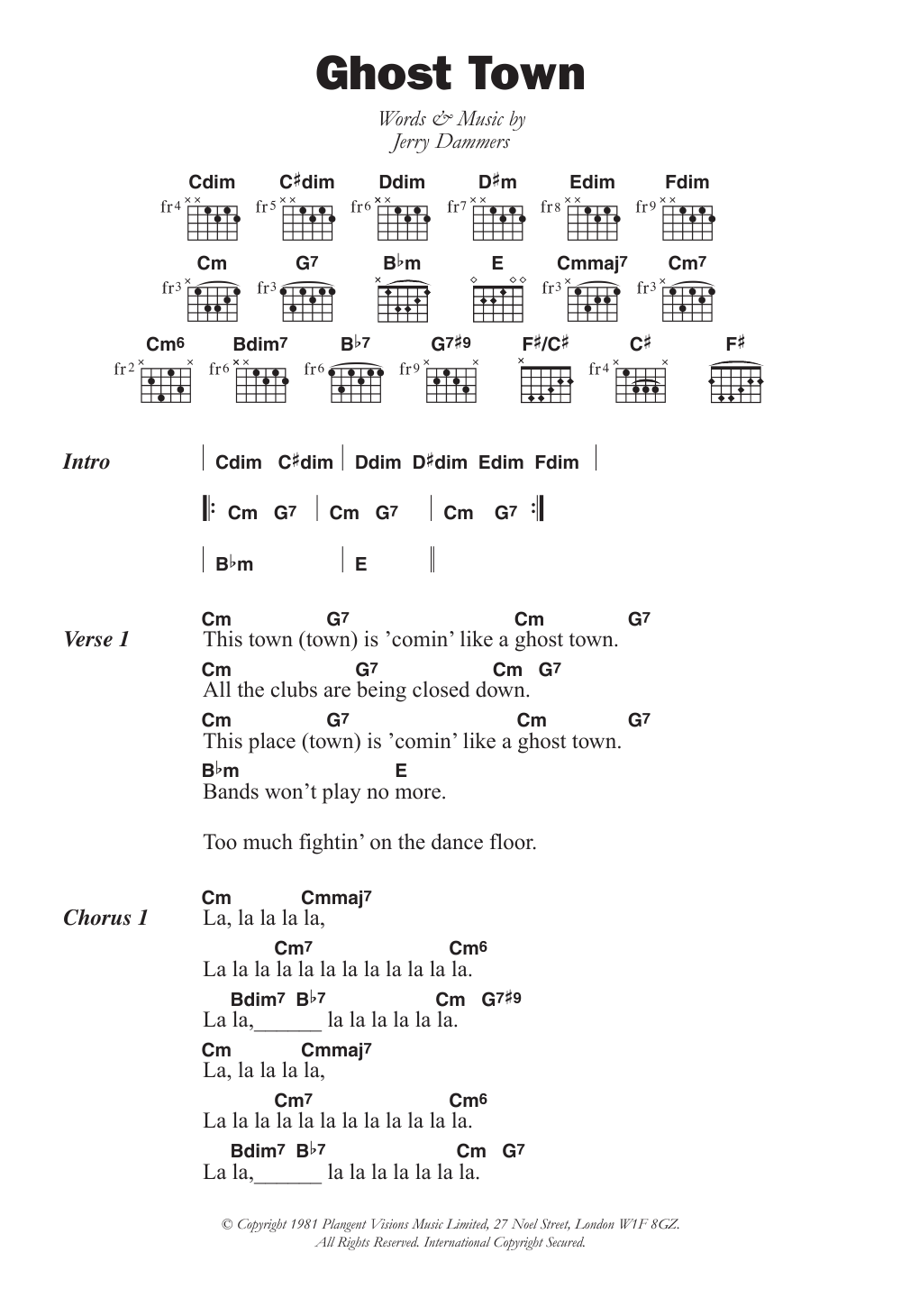 Download The Specials Ghost Town Sheet Music and learn how to play Ukulele PDF digital score in minutes