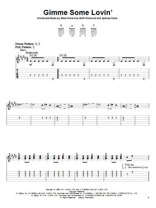 Download The Spencer Davis Group Gimme Some Lovin' Sheet Music and learn how to play Violin PDF digital score in minutes