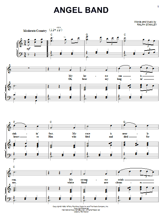 Download The Stanley Brothers Angel Band Sheet Music and learn how to play Piano, Vocal & Guitar (Right-Hand Melody) PDF digital score in minutes