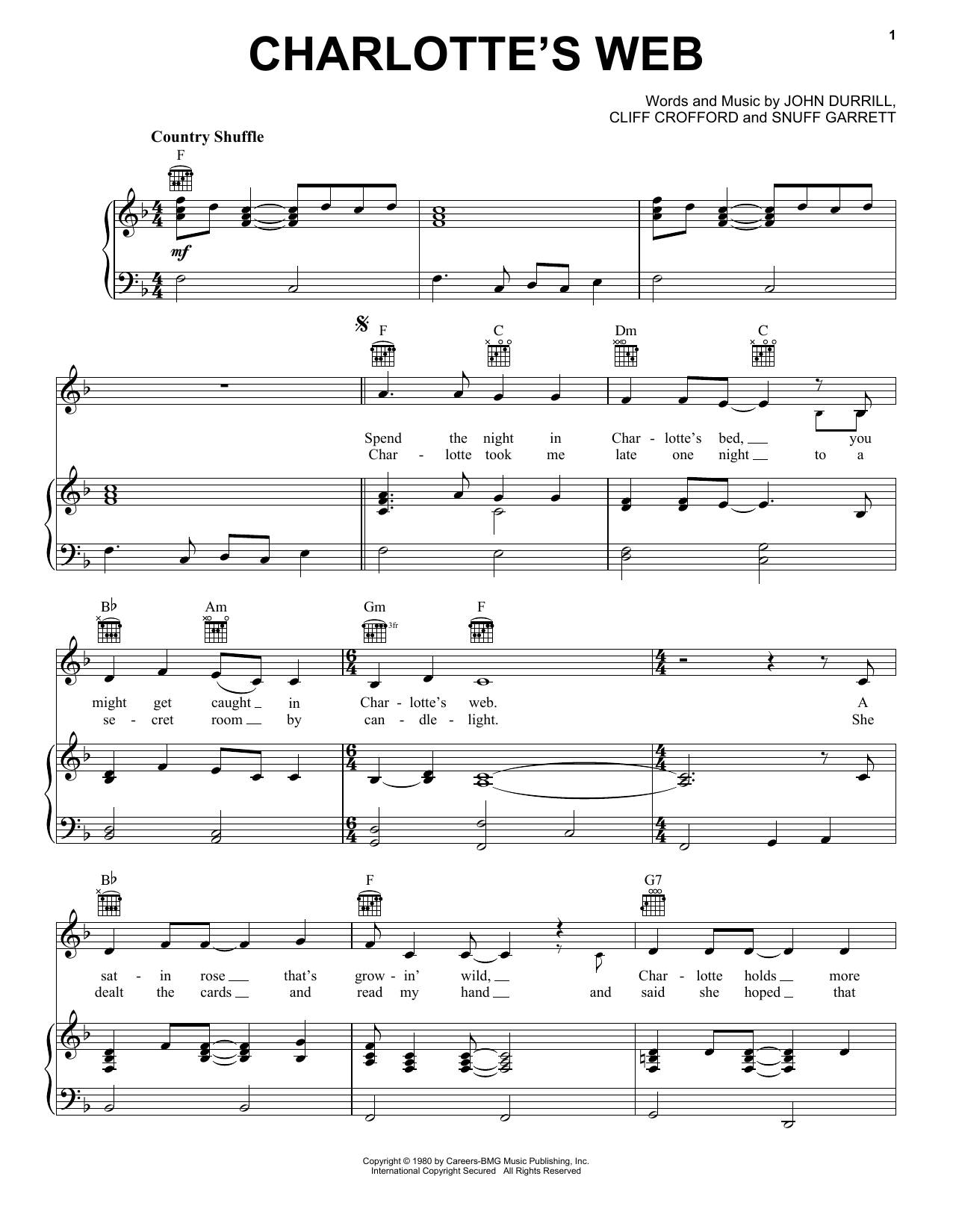 Download The Statler Brothers Charlotte's Web Sheet Music and learn how to play Piano, Vocal & Guitar Chords (Right-Hand Melody) PDF digital score in minutes