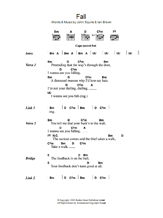 Download The Stone Roses Fall Sheet Music and learn how to play Lyrics & Chords PDF digital score in minutes