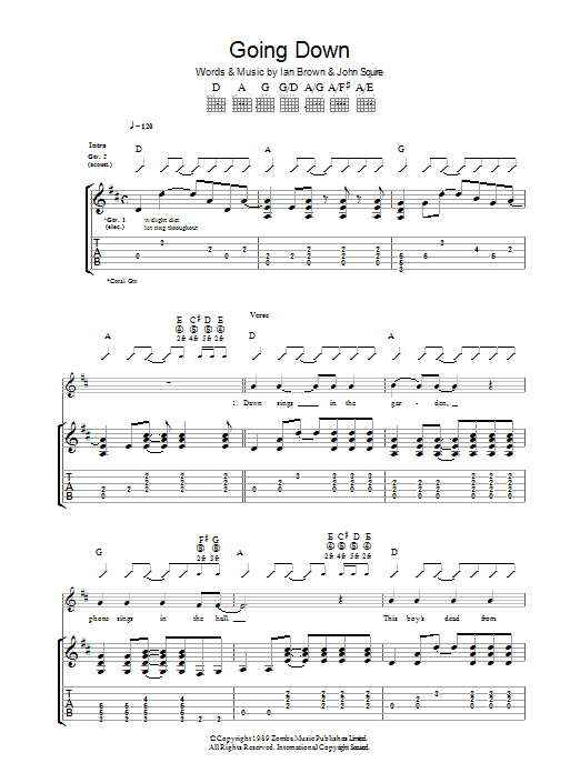 Download The Stone Roses Going Down Sheet Music and learn how to play Lyrics & Chords PDF digital score in minutes