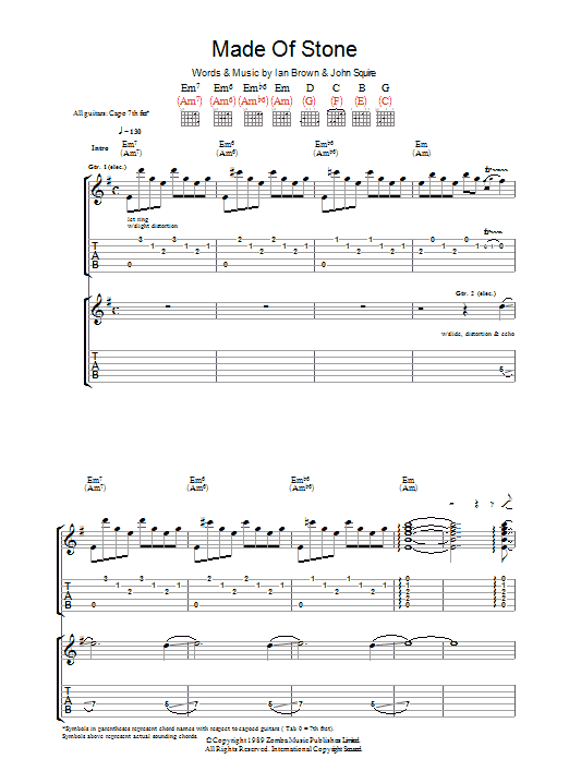 Download The Stone Roses Made Of Stone Sheet Music and learn how to play Guitar Tab PDF digital score in minutes