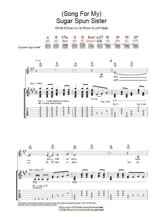 Download The Stone Roses (Song For My) Sugar Spun Sister Sheet Music and learn how to play Lyrics & Chords PDF digital score in minutes