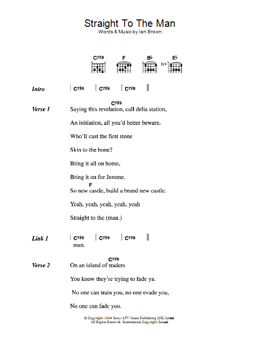 Download The Stone Roses Straight To The Man Sheet Music and learn how to play Lyrics & Chords PDF digital score in minutes