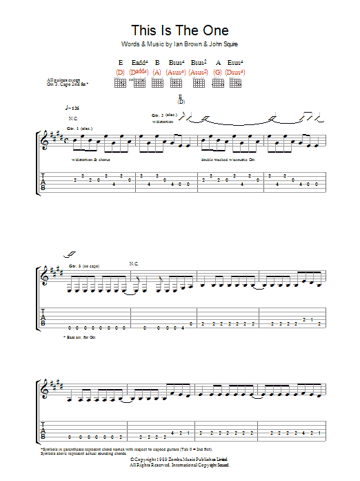 Download The Stone Roses This is The One Sheet Music and learn how to play Guitar Tab PDF digital score in minutes