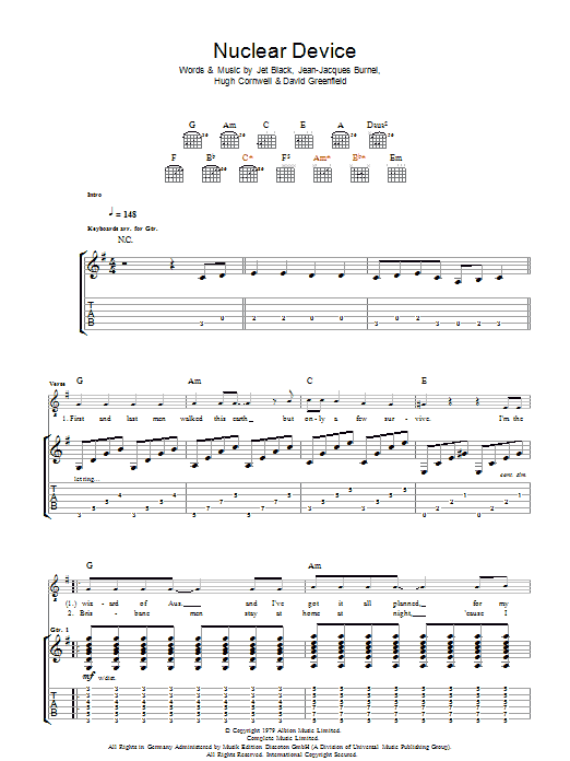 Download The Stranglers Nuclear Device Sheet Music and learn how to play Guitar Tab PDF digital score in minutes
