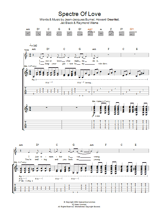 Download The Stranglers The Spectre Of Love Sheet Music and learn how to play Guitar Tab PDF digital score in minutes