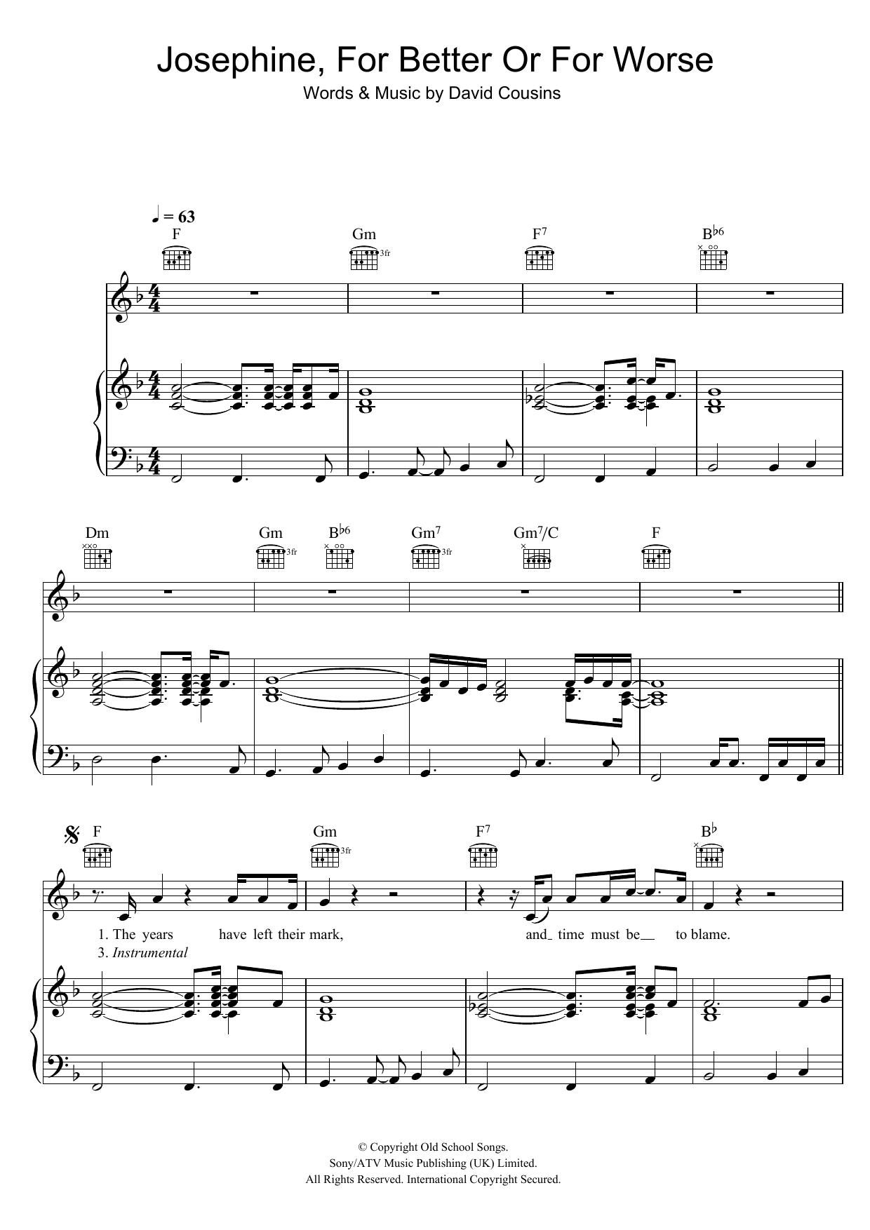 Download The Strawbs Josephine, For Better Or For Worse Sheet Music and learn how to play Piano, Vocal & Guitar PDF digital score in minutes