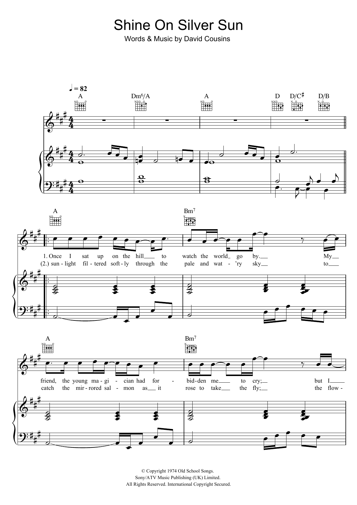 Download The Strawbs Shine On Silver Sun Sheet Music and learn how to play Piano, Vocal & Guitar PDF digital score in minutes