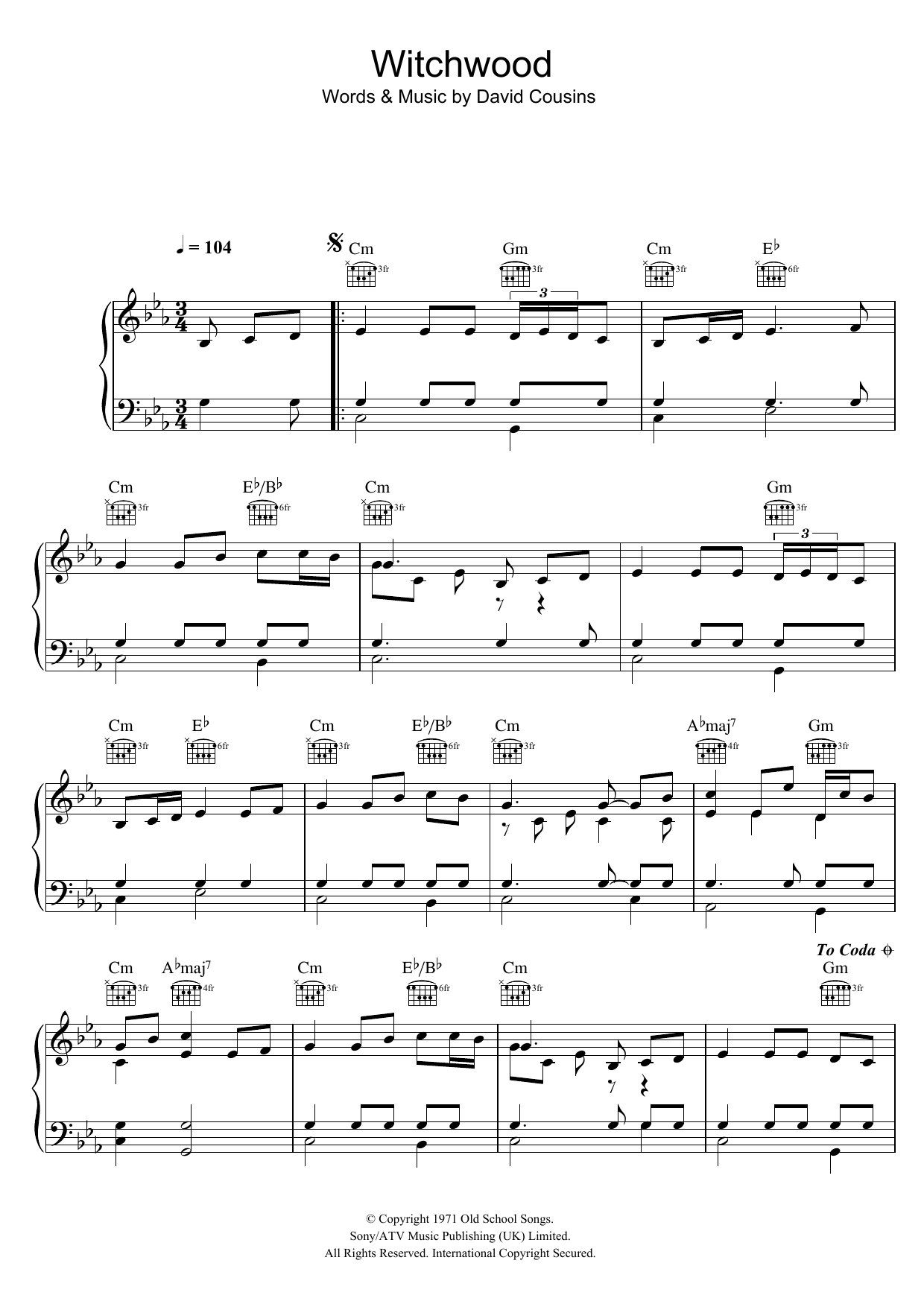 Download The Strawbs Witchwood Sheet Music and learn how to play Piano, Vocal & Guitar PDF digital score in minutes