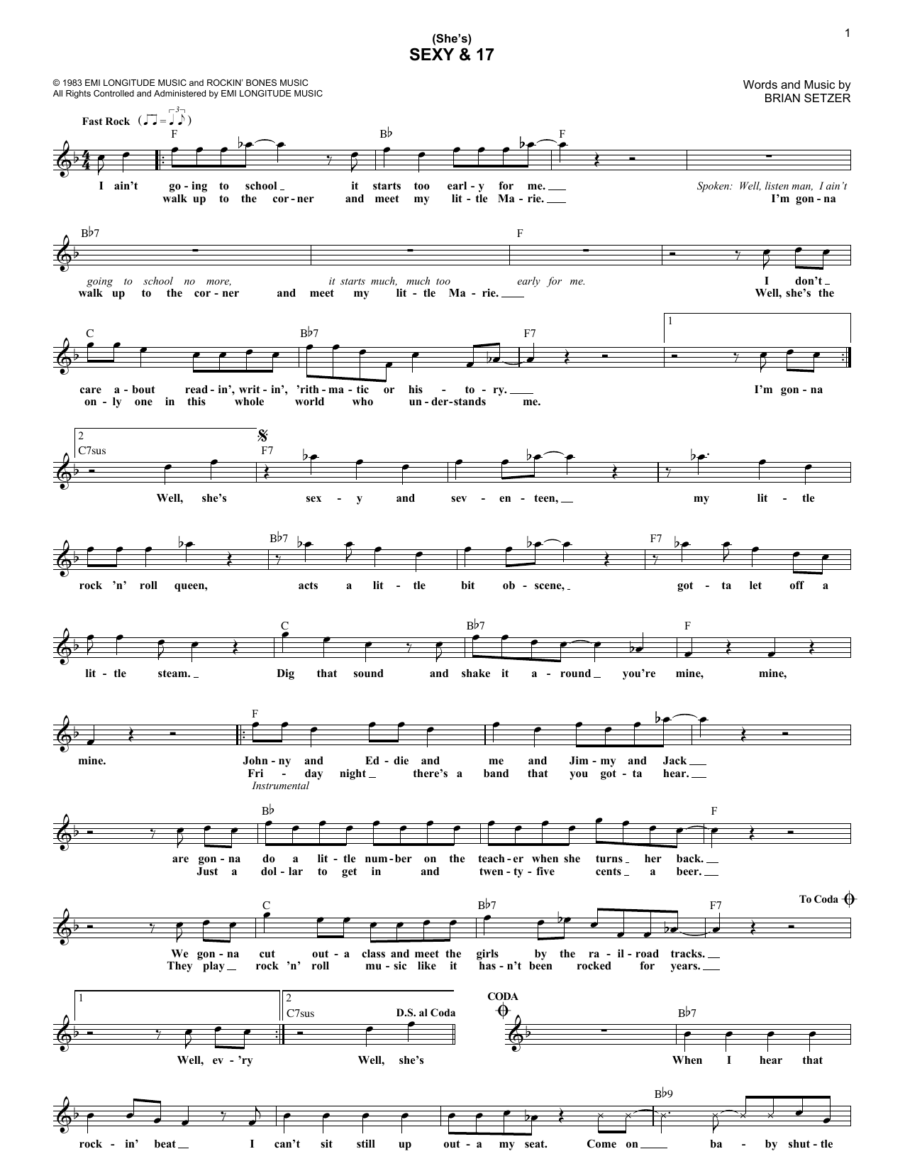 Download The Stray Cats (She's) Sexy & 17 Sheet Music and learn how to play Lead Sheet / Fake Book PDF digital score in minutes