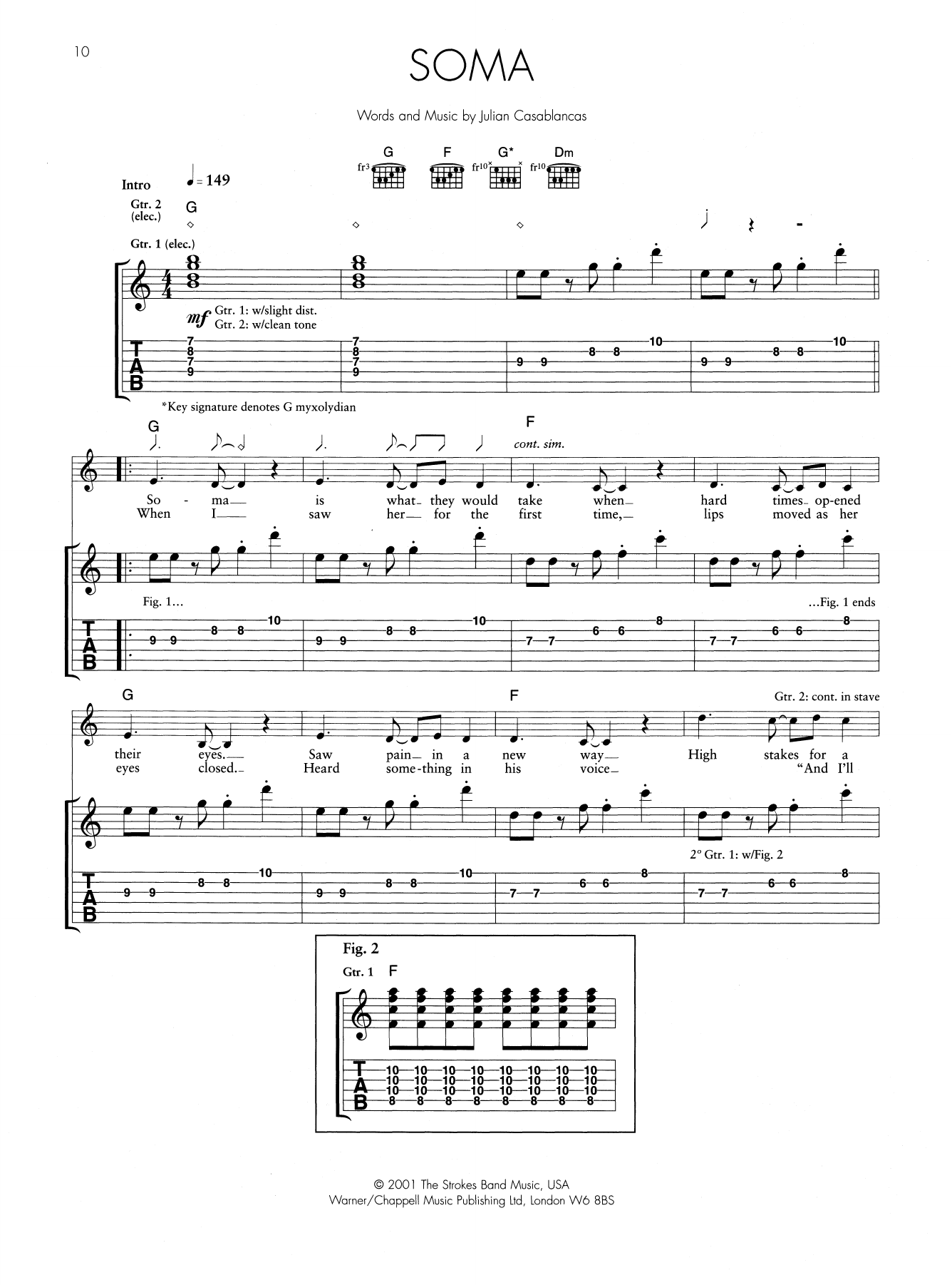 Download The Strokes Soma Sheet Music and learn how to play Guitar Tab PDF digital score in minutes