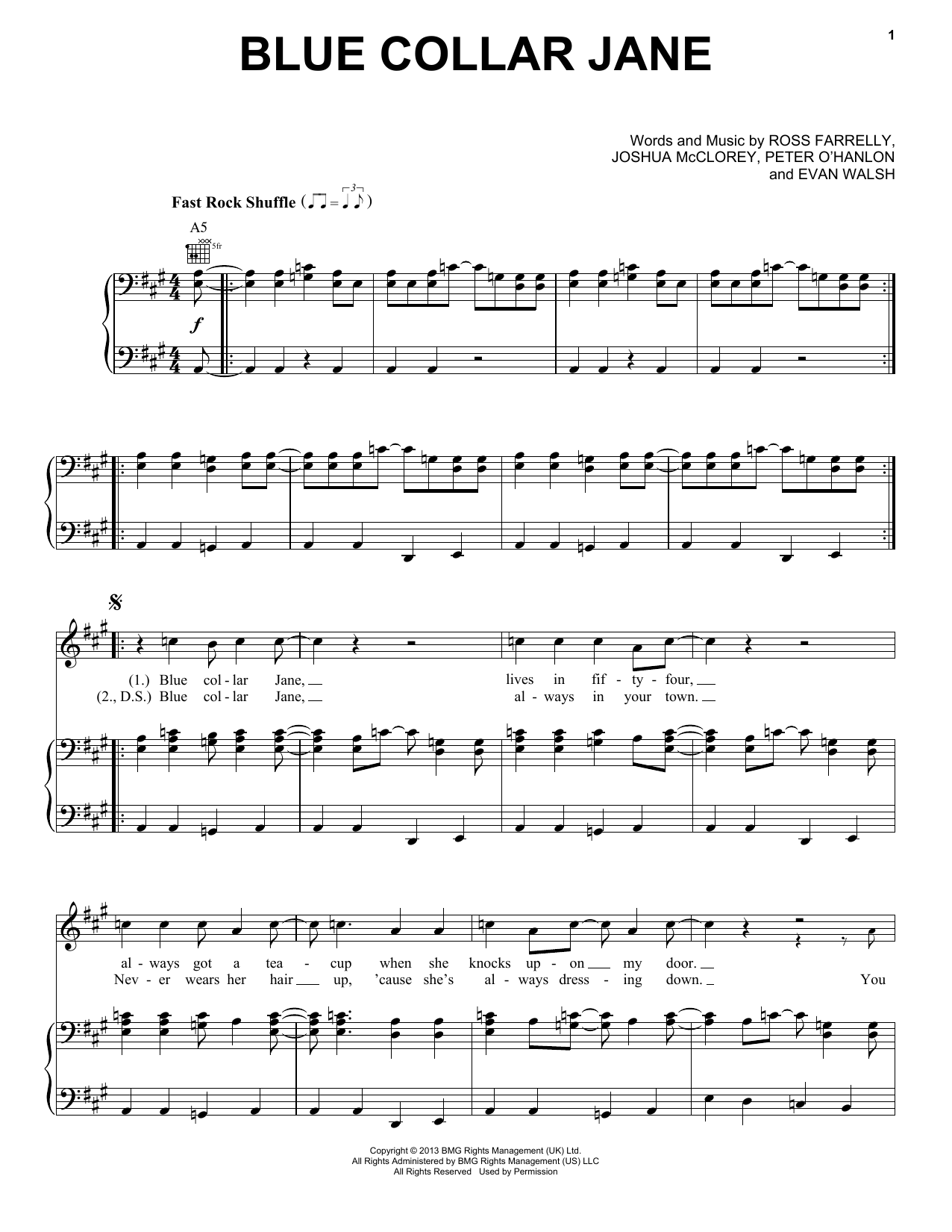 Download The Strypes Blue Collar Jane Sheet Music and learn how to play Piano, Vocal & Guitar (Right-Hand Melody) PDF digital score in minutes