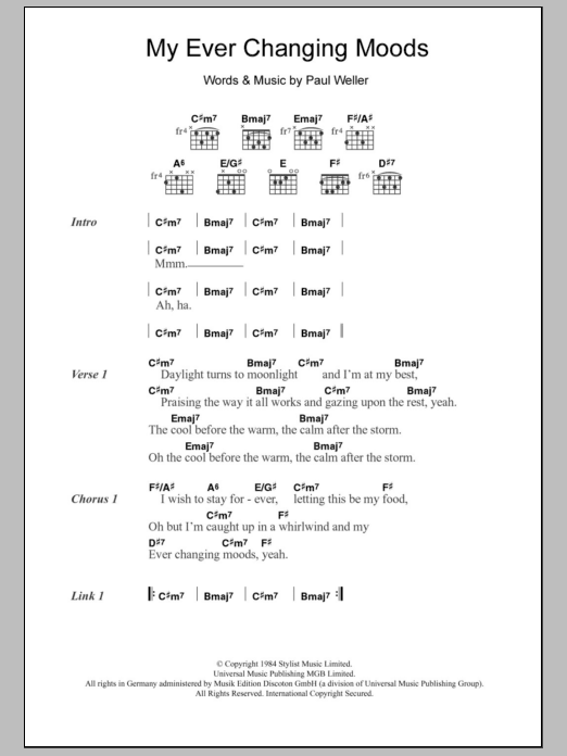 Download The Style Council My Ever Changing Moods Sheet Music and learn how to play Ukulele PDF digital score in minutes