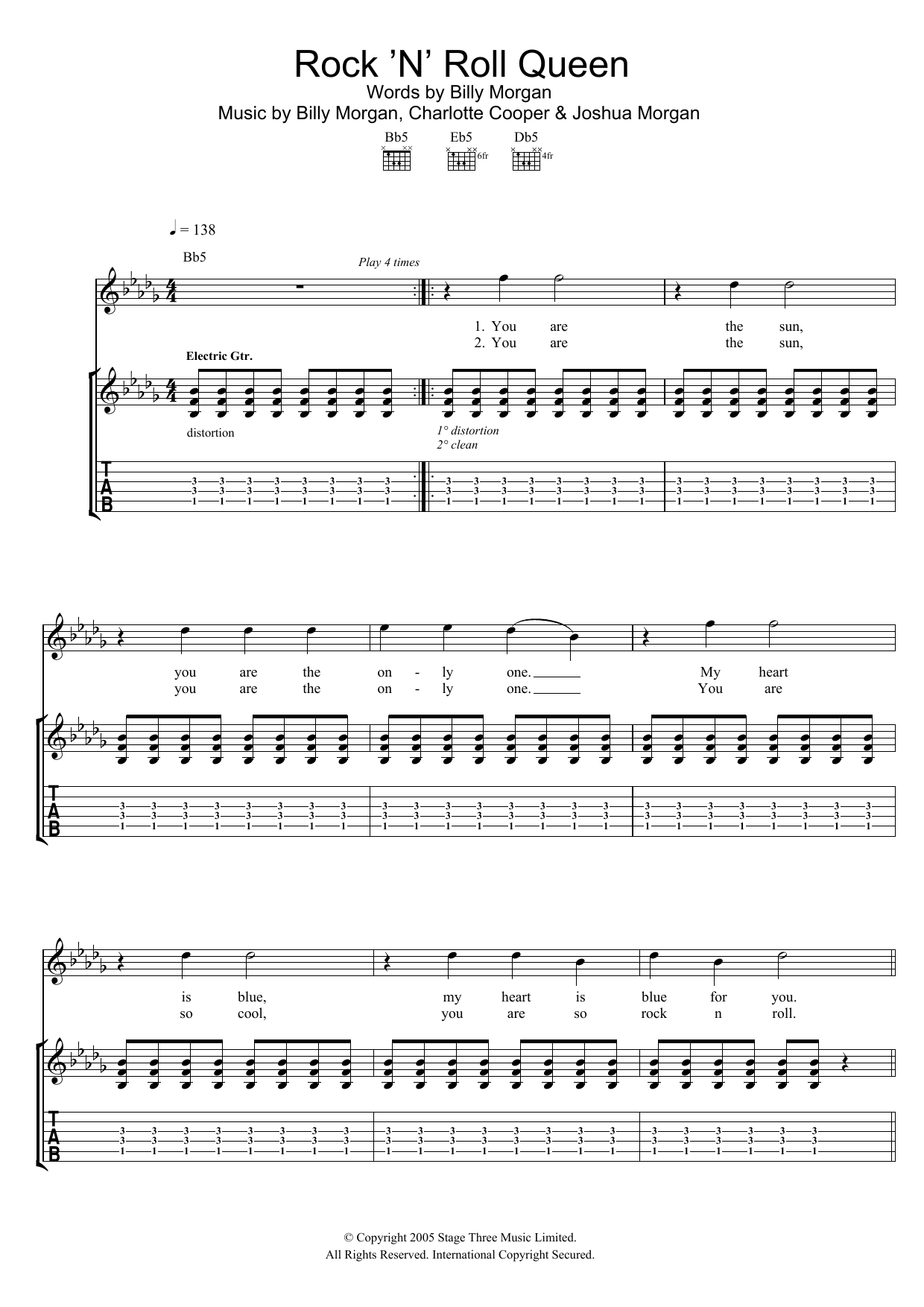 Download The Subways Rock 'N' Roll Queen Sheet Music and learn how to play Guitar Tab PDF digital score in minutes