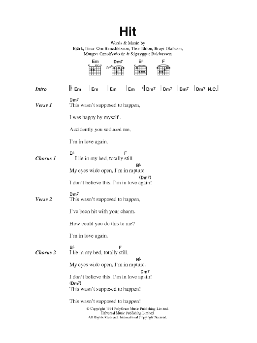 Download The Sugarcubes Hit Sheet Music and learn how to play Lyrics & Chords PDF digital score in minutes